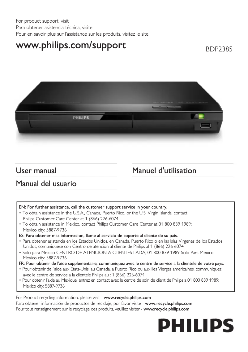 Image de la première page du manuel de l'appareil BDP2385