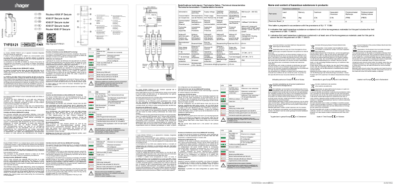 Page n°1 - Instructions / montage Hager TYFS121