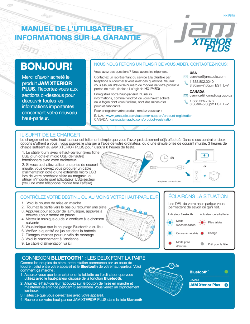 Page 1 de la notice Manuel utilisateur Jam Xterior Plus HX-P570