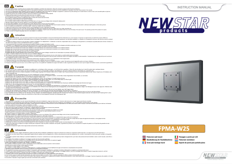 Página 1 del manual Manual de usuario Newstar FPMA-W25