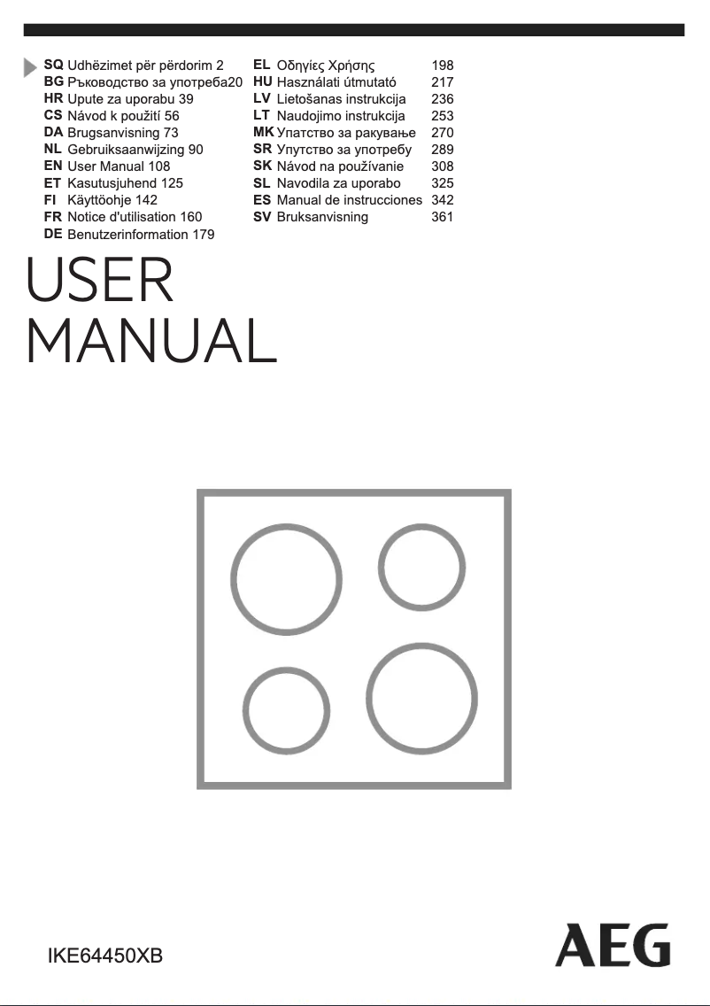 Page n°1 - Manuel utilisateur AEG IKE64450XB