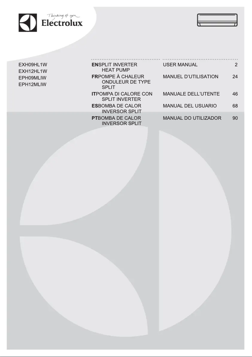 Image de la première page du manuel de l'appareil EXH09HL1WI + EXH09HL1WE