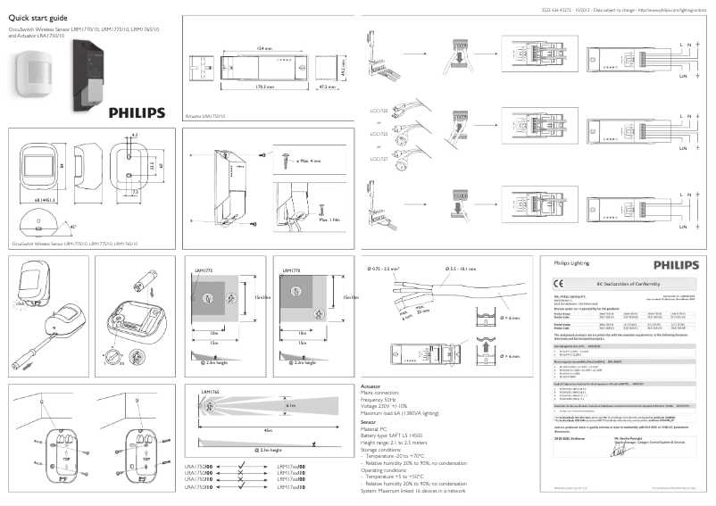 Page 1 de la notice Manuel utilisateur Philips LRM1775/10 OS Wireless Wall sensor
