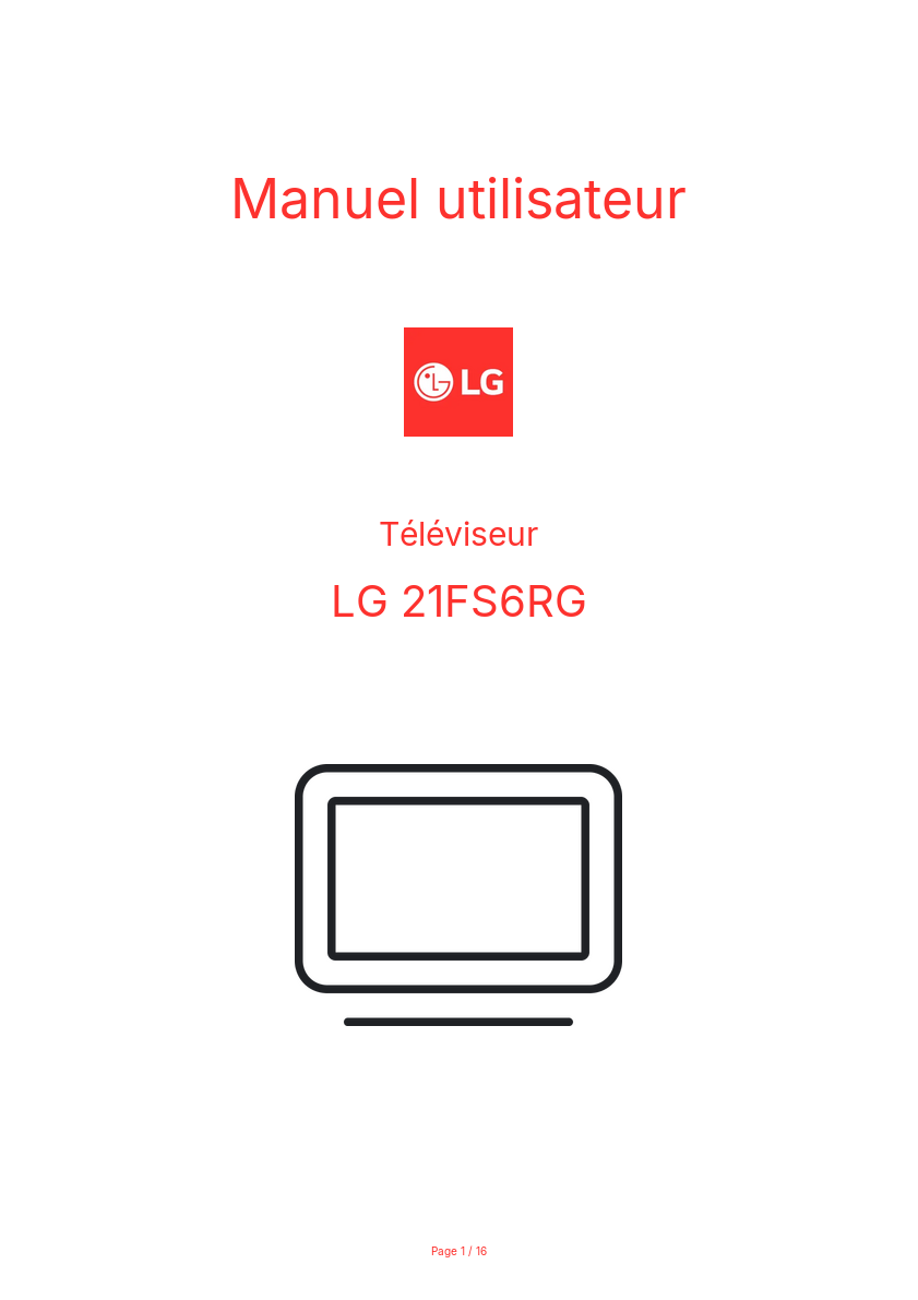 Page n°1 - Manuel utilisateur LG 21FS6RG