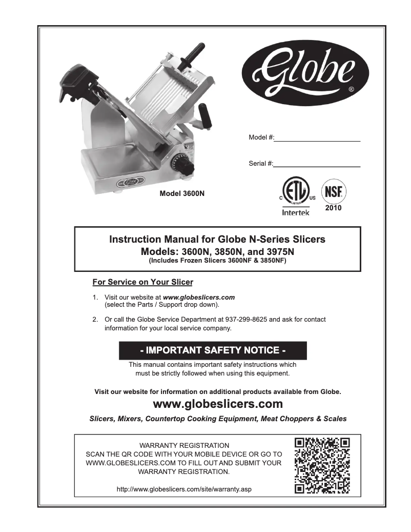 Page n°1 - Manuel utilisateur Globe 3975NF