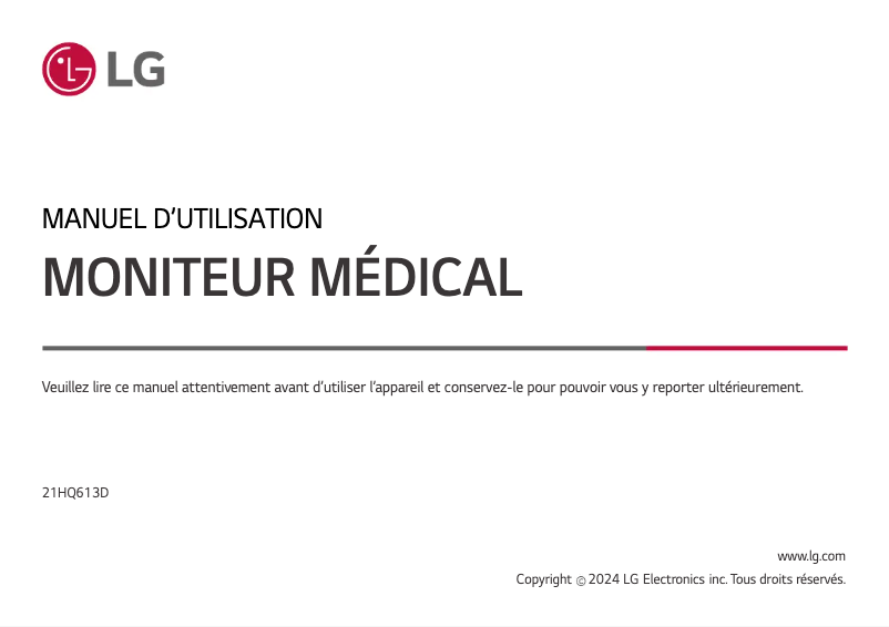 Page n°1 - Manuel utilisateur LG 21HQ613D