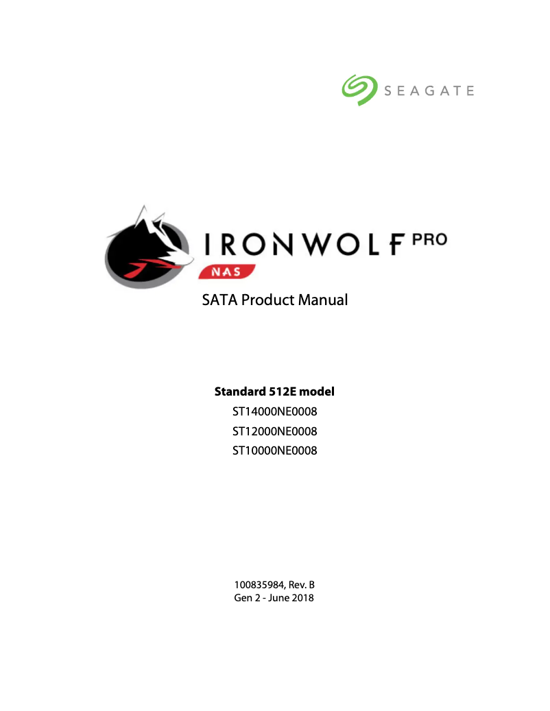 Image de la première page du manuel de l'appareil IronWolf Pro ST14000NE0008