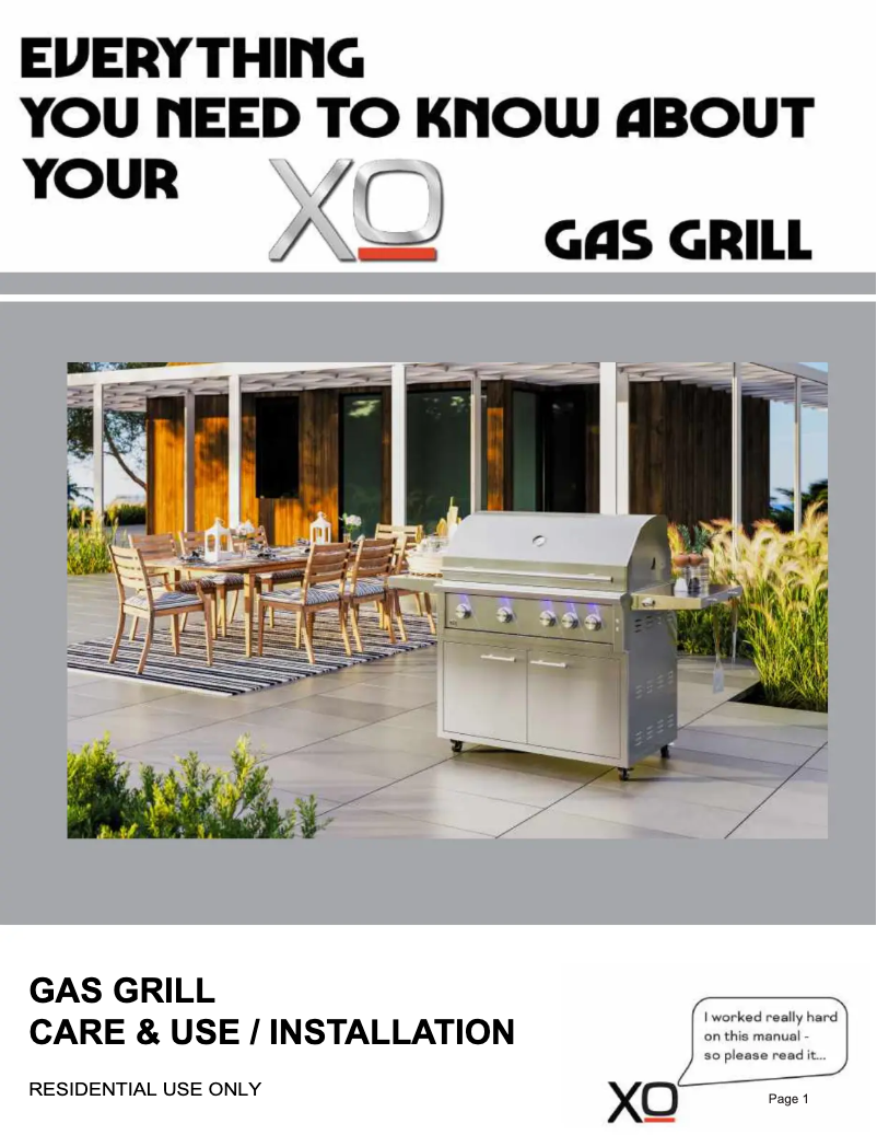 Page 1 de la notice Manuel utilisateur XO XOGRILL30N
