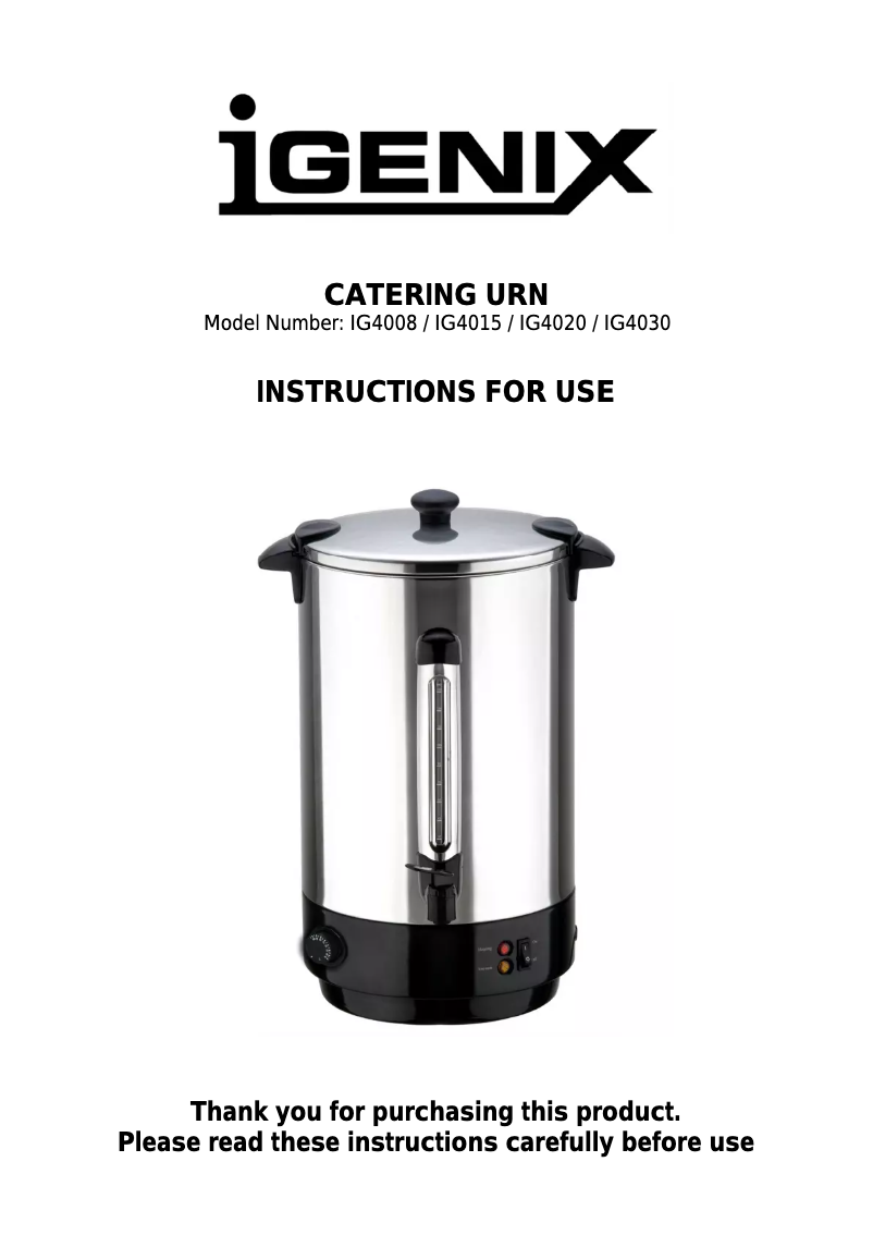 Page 1 de la notice Manuel utilisateur Igenix IG4015