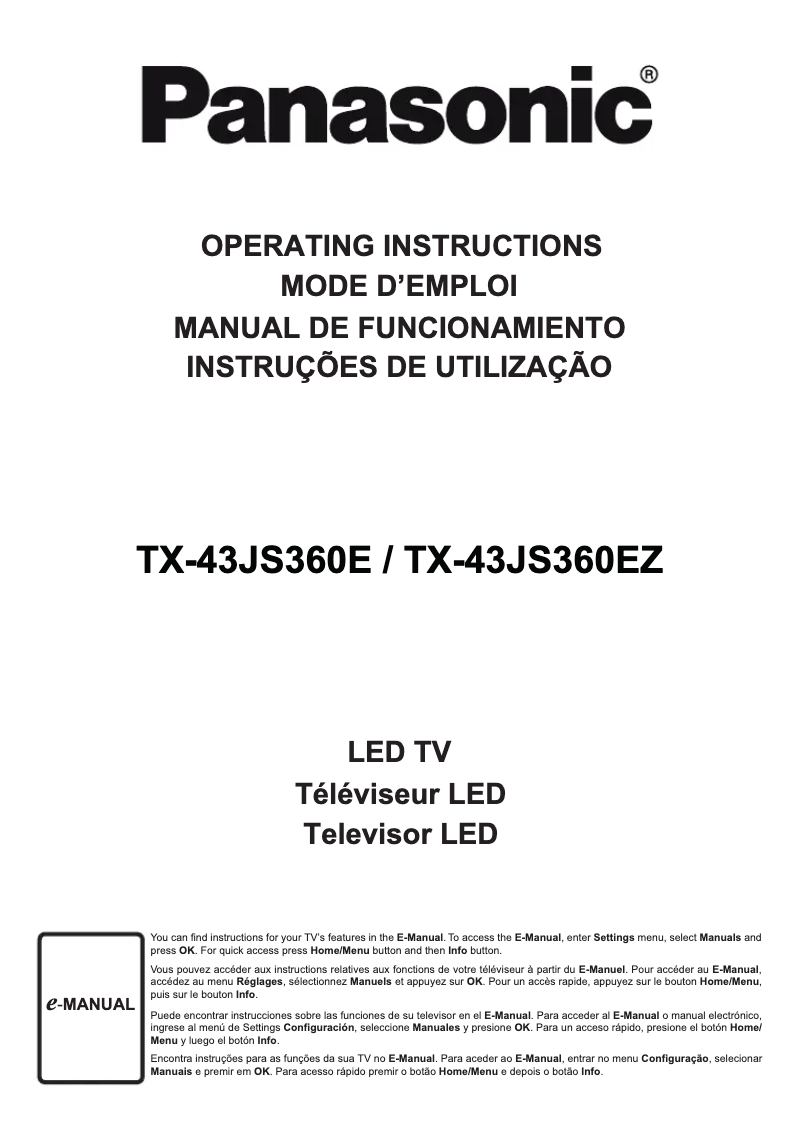 Page 1 de la notice Manuel utilisateur Panasonic TX-43JS360E