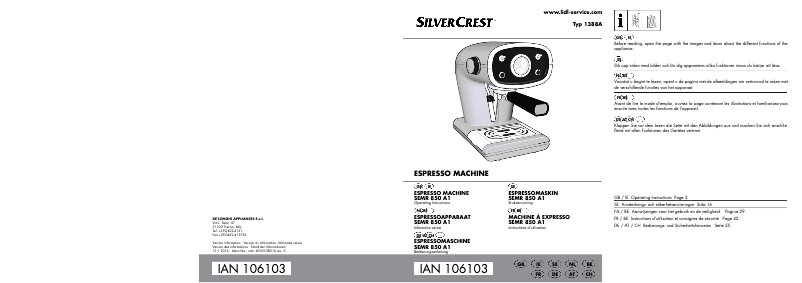 Page n°1 - Manuel utilisateur SilverCrest SEMR 850 A1