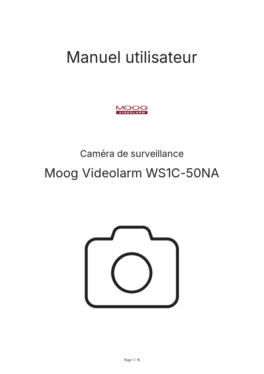 Page n°1 - Manuel utilisateur Moog Videolarm WS1C-50NA