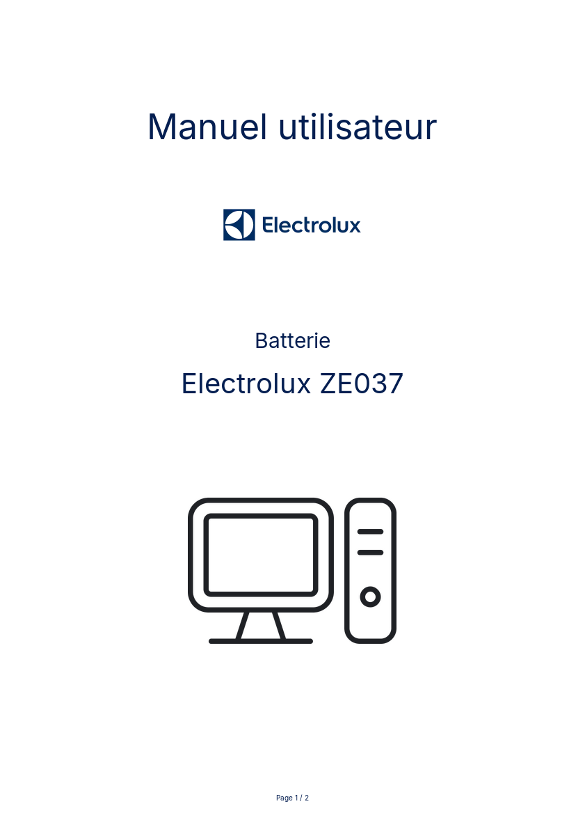 Page n°1 - Manuel utilisateur Electrolux ZE037