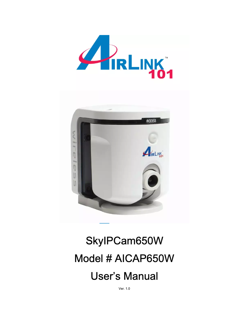 Page n°1 - Manuel utilisateur AirLink101 SkyIPCam AICAP650W