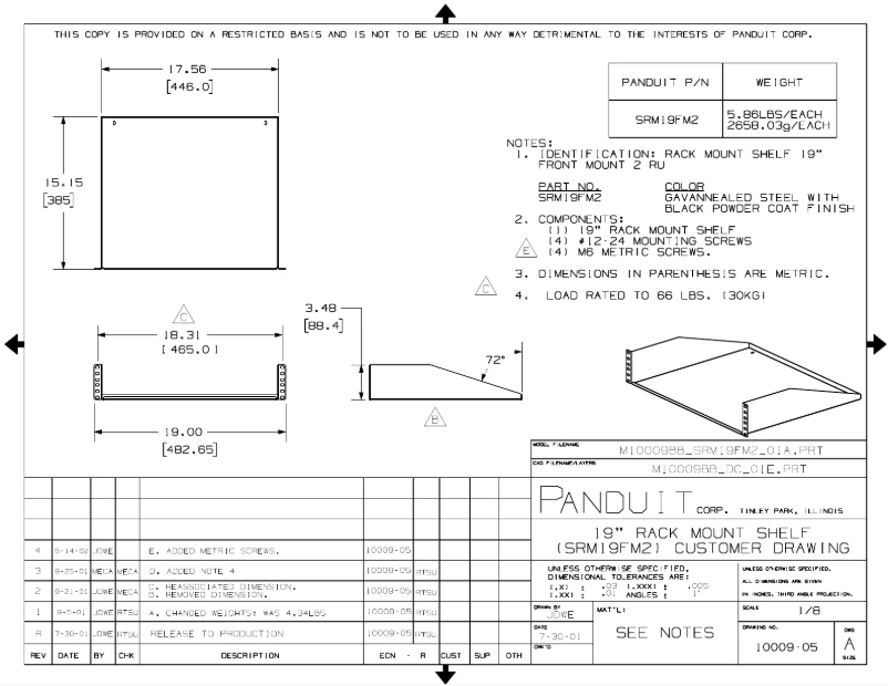 Page n°1 - Dessin technique Panduit SRM19FM2