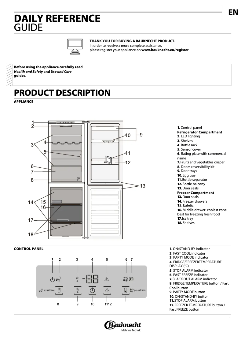 Image de la première page du manuel de l'appareil KGLF 18 A3+ WS