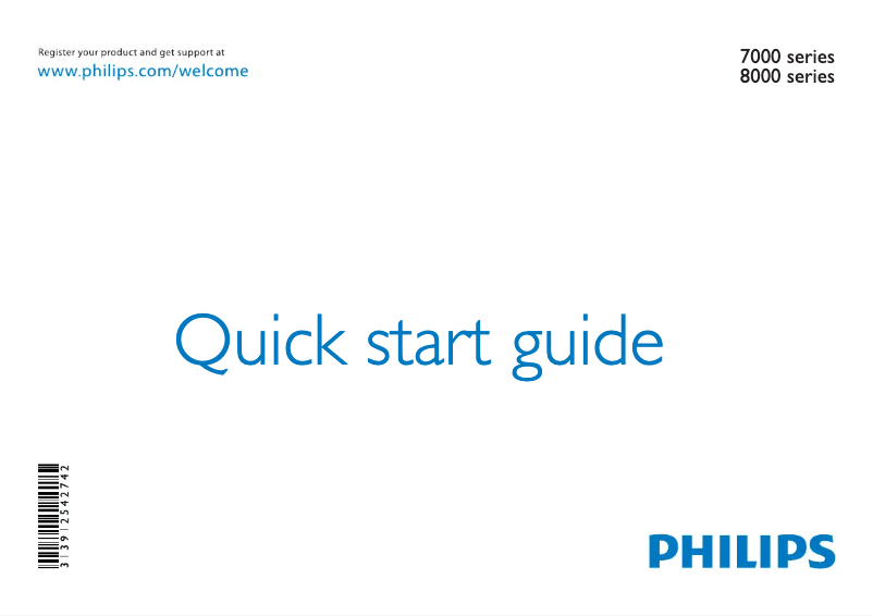 Page 1 de la notice Guide de démarrage rapide Philips 55PFL8008G