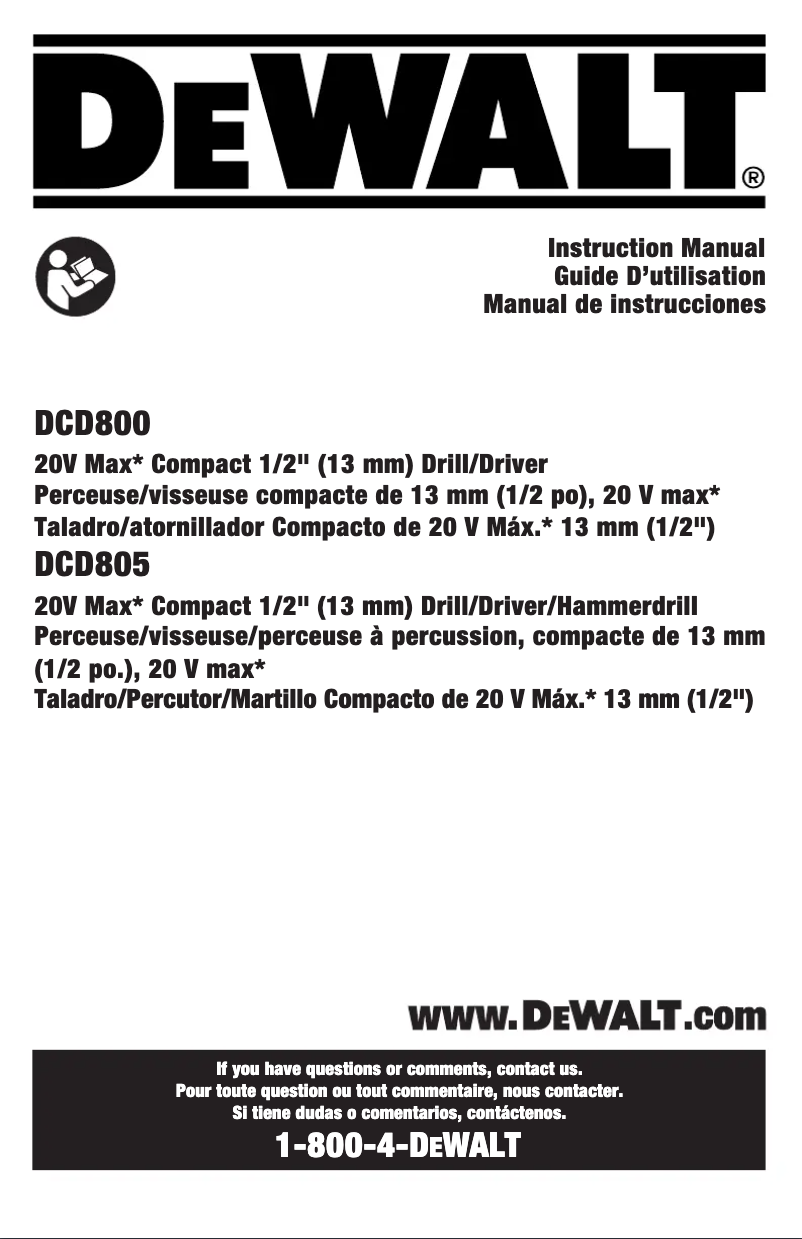 Page n°1 - Manuel utilisateur DeWalt DW03050-XJ