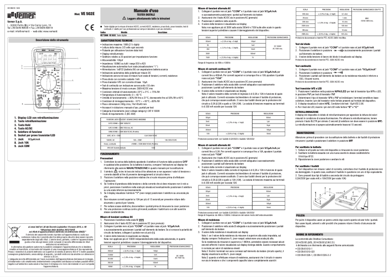 Page n°1 - Manuel utilisateur Vemer VE 502E