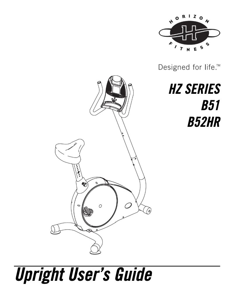 Page n°1 - Manuel utilisateur Horizon Fitness B52HR