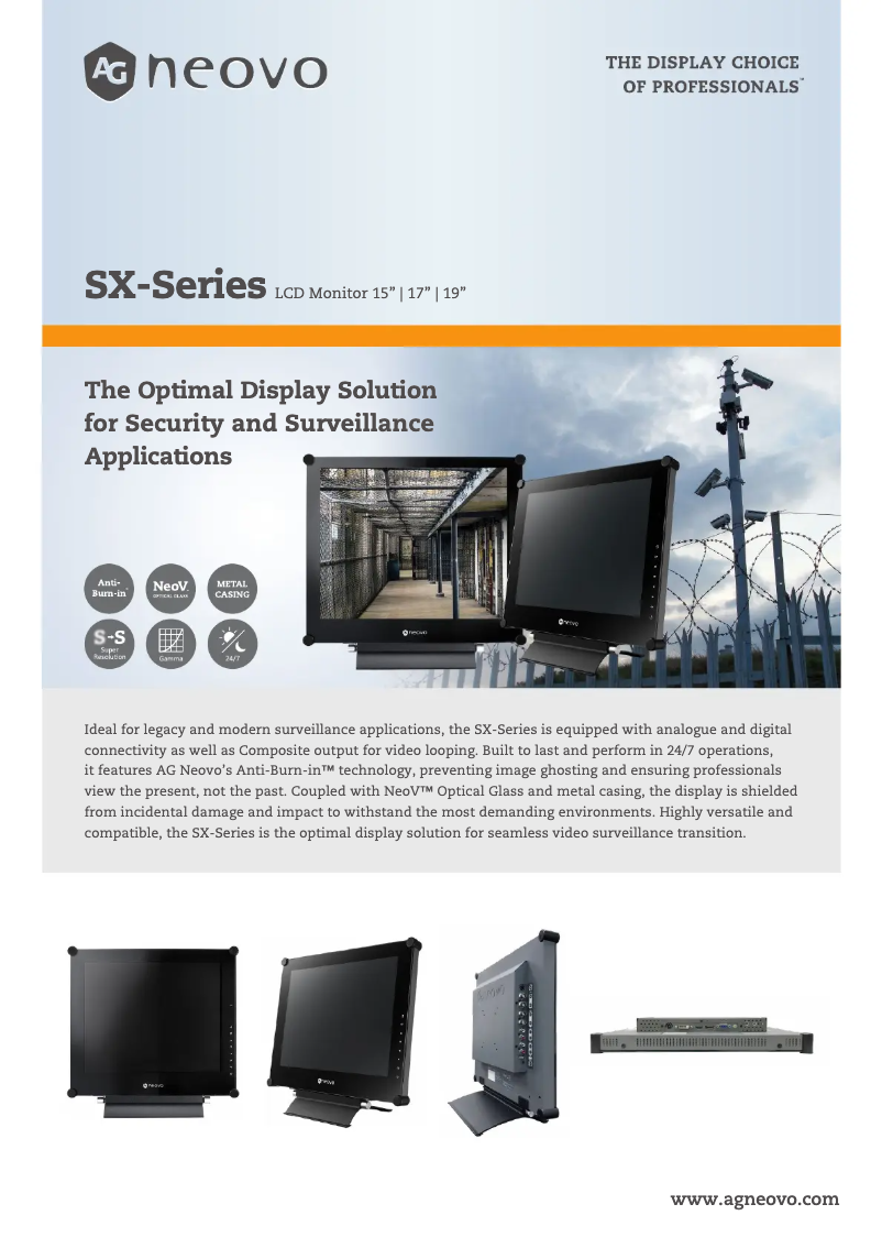 Page 1 de la notice Fiche technique AG Neovo SX-15G