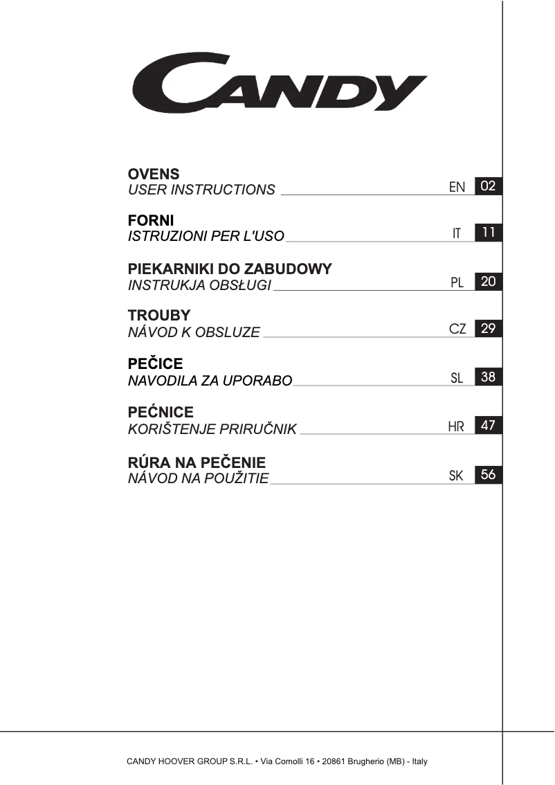 Page n°1 - Manuel utilisateur Candy FCT625XL/1