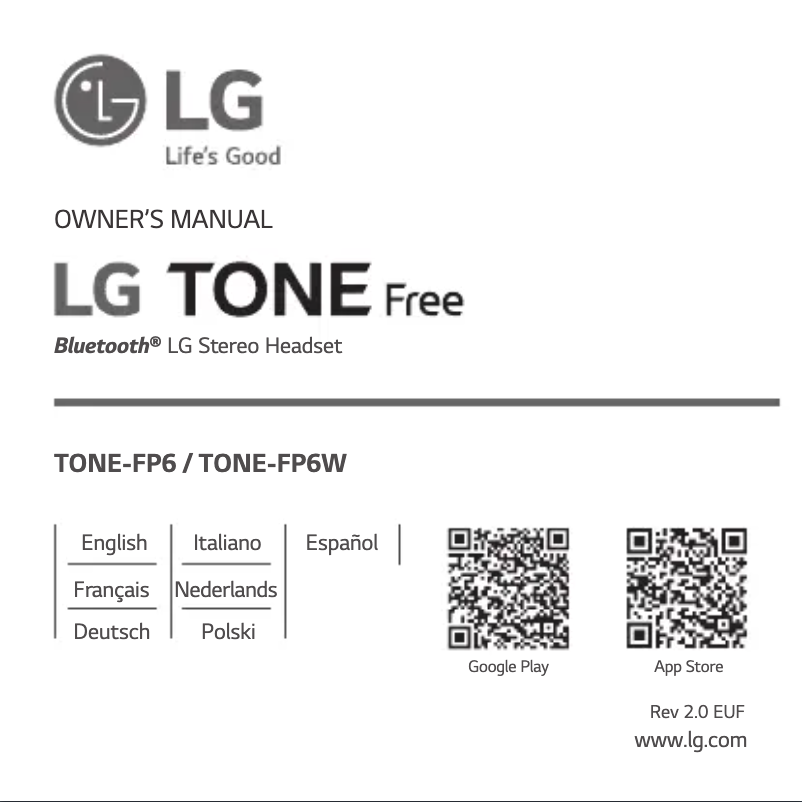 Page n°1 - Manuel utilisateur LG Tone Free TONE-FP6W