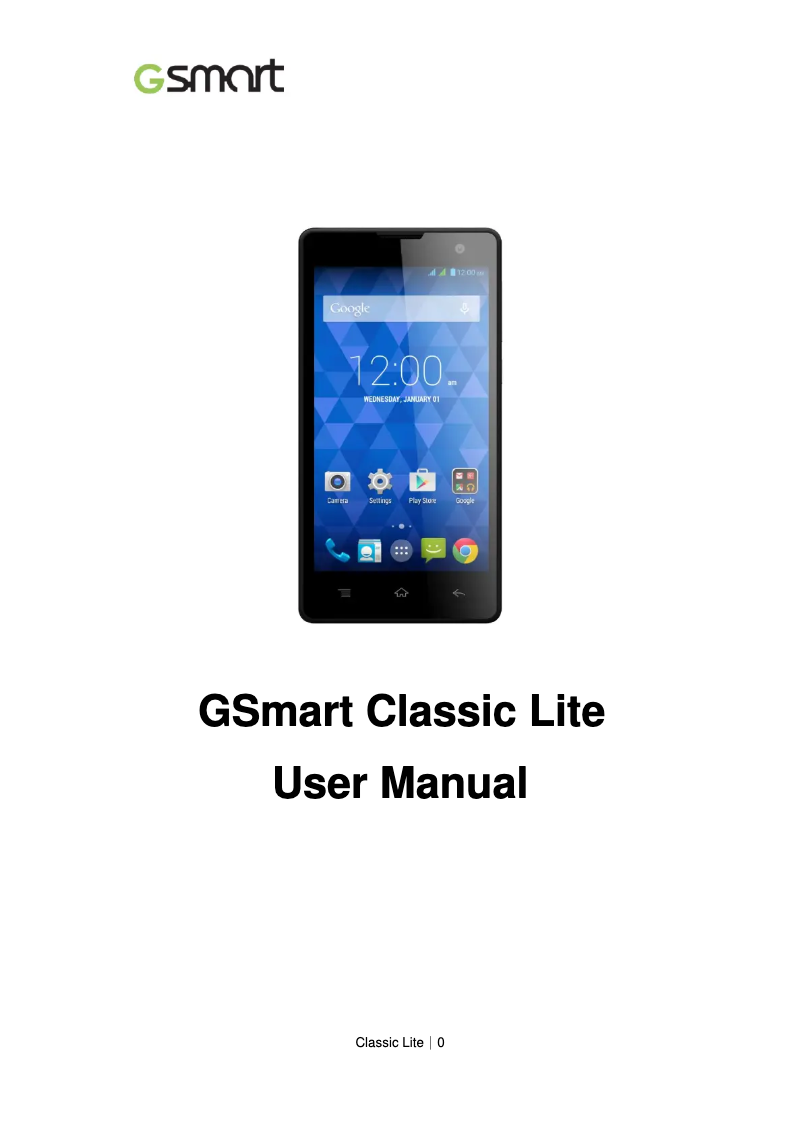 Image de la première page du manuel de l'appareil GSmart Classic Lite