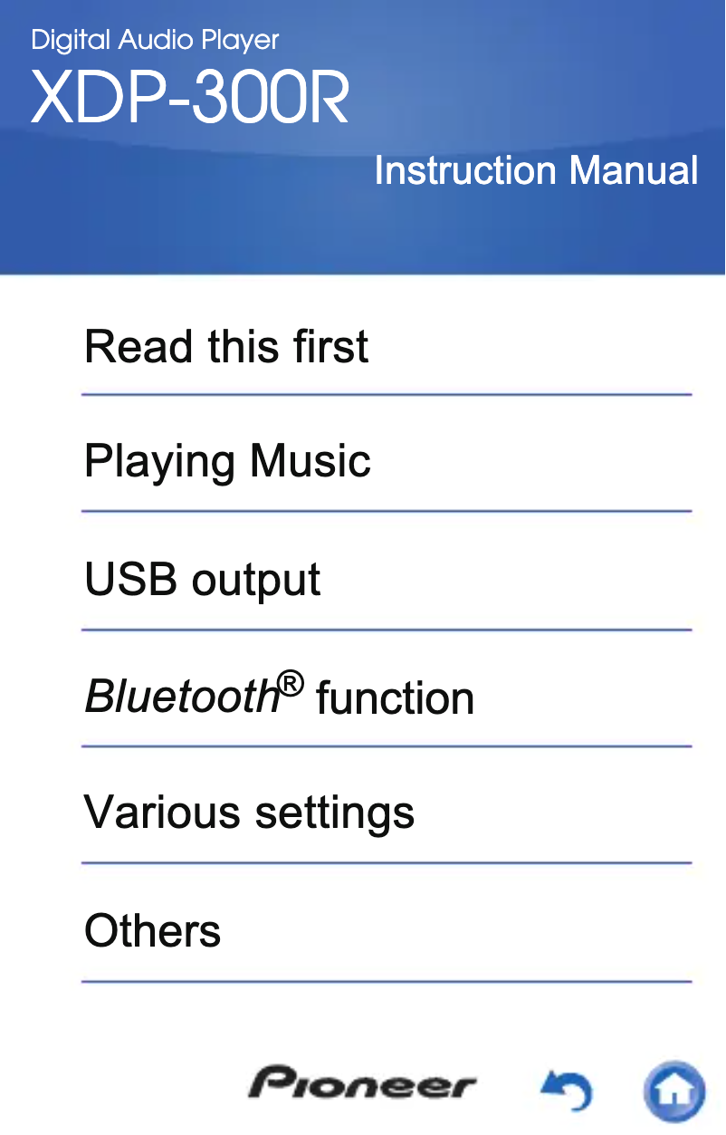 Page 1 de la notice Manuel utilisateur Pioneer XDP-300R