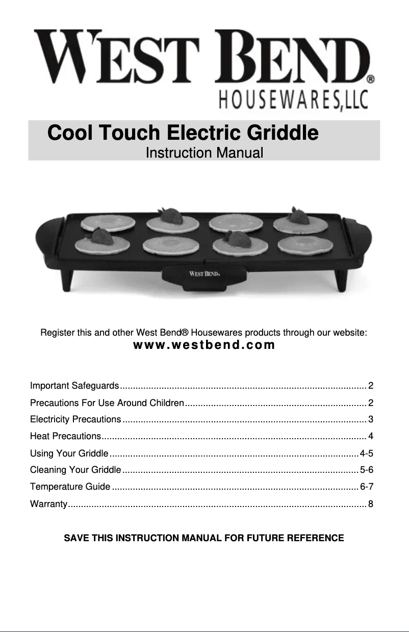 Page 1 de la notice Manuel utilisateur WestBend 76220