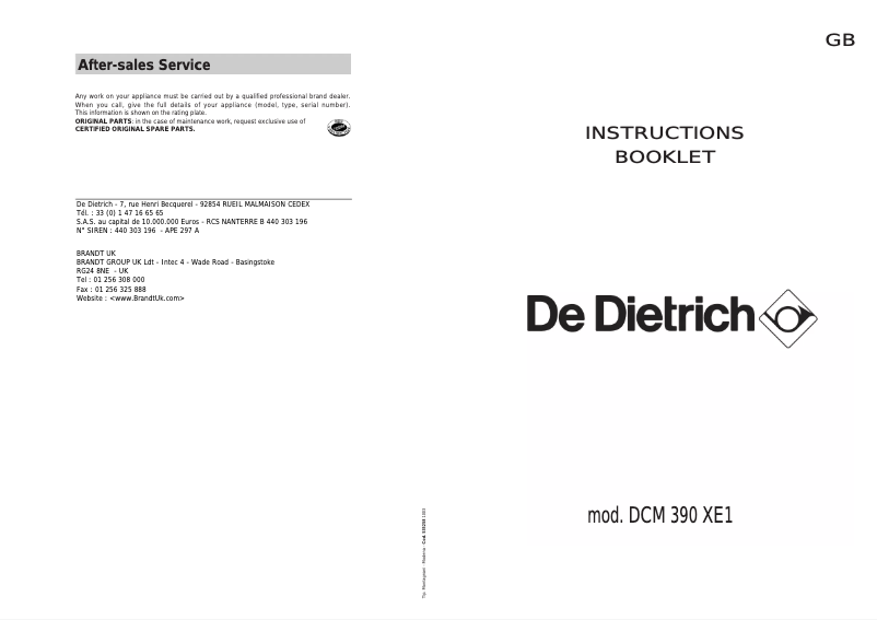 Image de la première page du manuel de l'appareil DCM 390 XE1