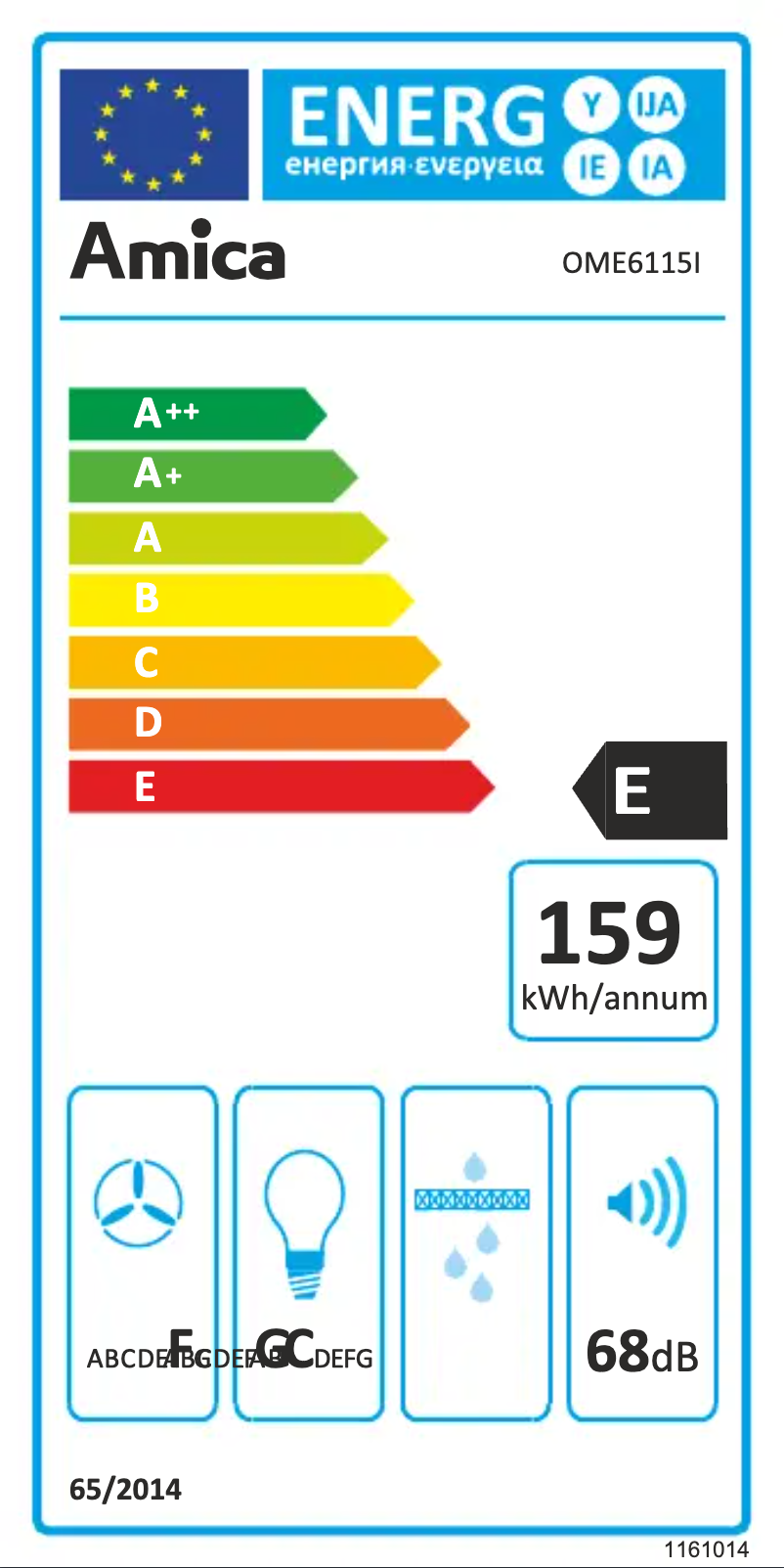Page n°1 - Label énergétique Amica OME6115I
