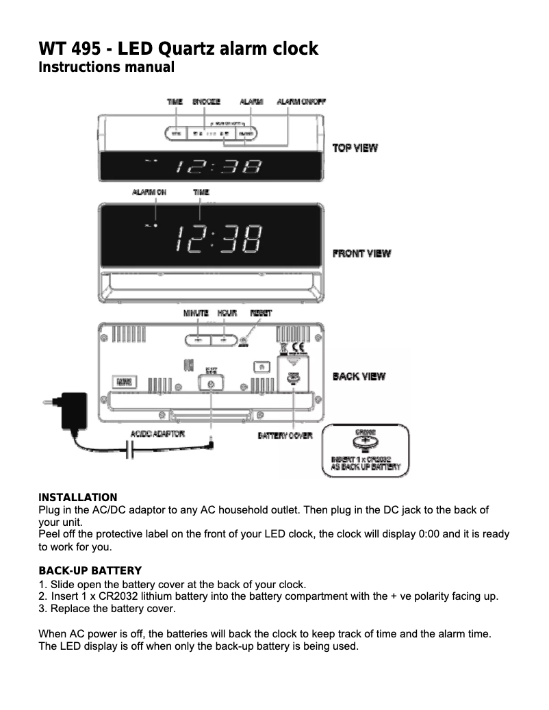 Page n°1 - Manuel utilisateur Techno Line WT 495