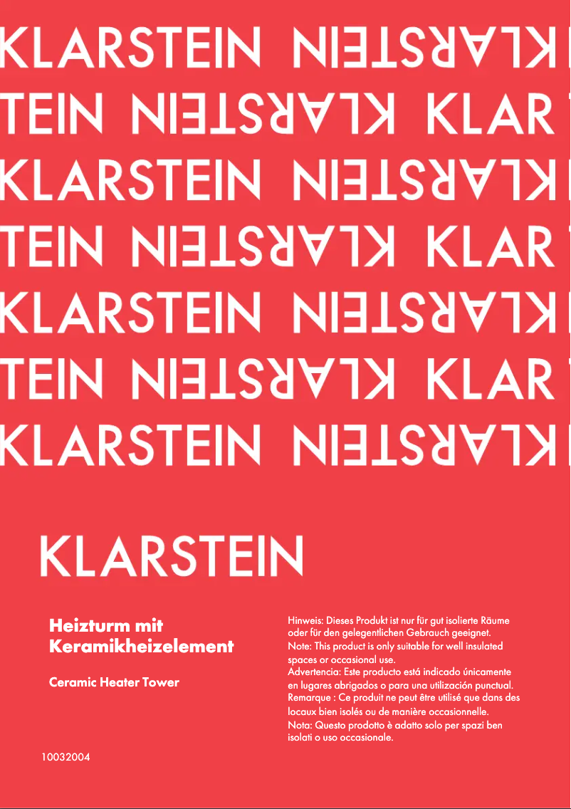 Page 1 de la notice Manuel utilisateur Klarstein 10032004