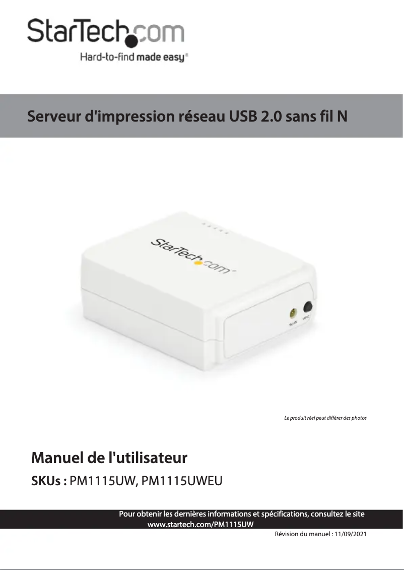 Image de la première page du manuel de l'appareil PM1115UW