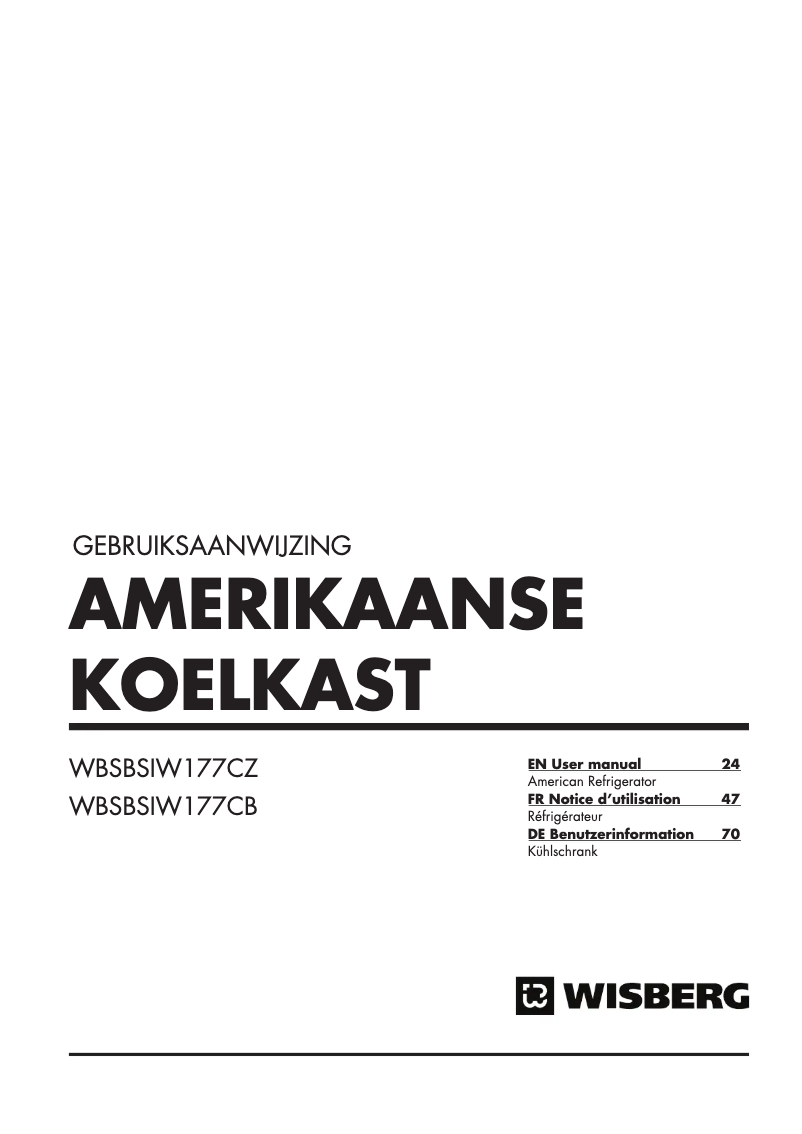 Page n°1 - Manuel utilisateur Wisberg WBSBSIW177CZ