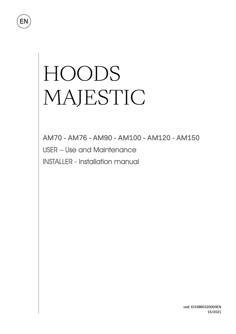 Page n°1 - Manuel utilisateur Ilve AM100