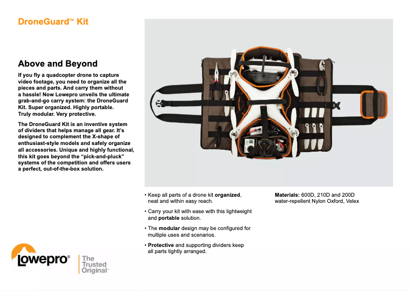 Page n°1 - Manuel utilisateur Lowepro DroneGuard Kit