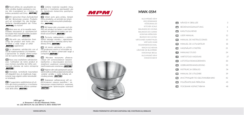 Image de la première page du manuel de l'appareil MWK-05M