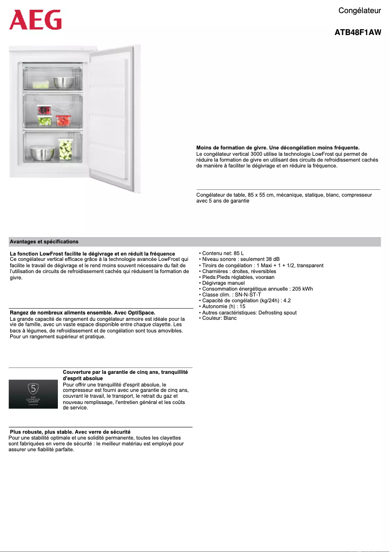 Page n°1 - Fiche technique AEG ATB48F1AW