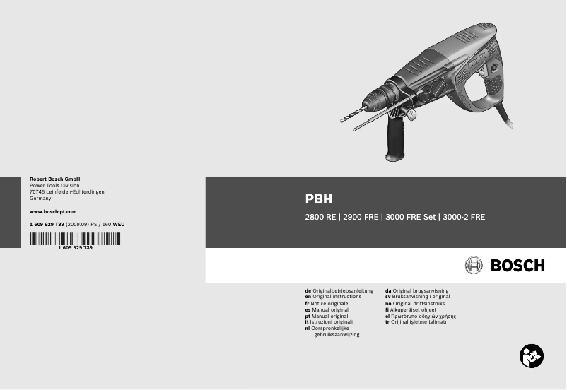 Page 1 de la notice Manuel utilisateur Bosch PBH 2800 RE