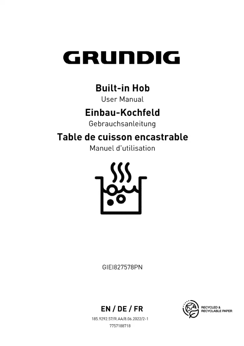 Page 1 de la notice Manuel utilisateur Grundig GIEI827578PN