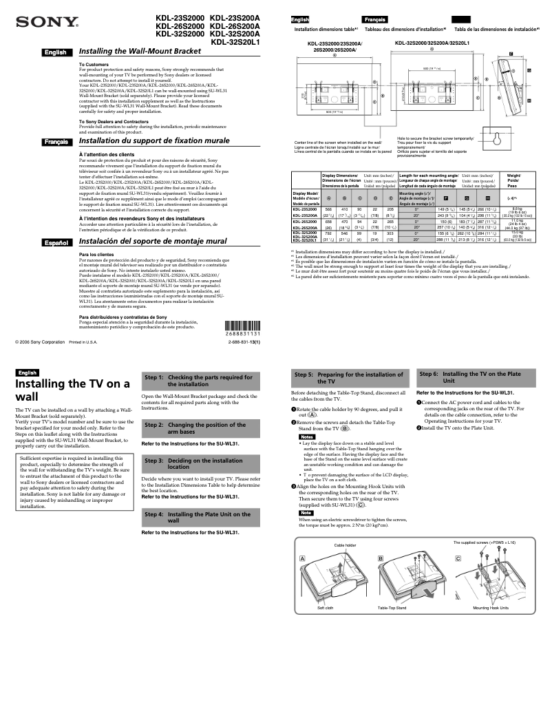 Image de la première page du manuel de l'appareil SU-WL31