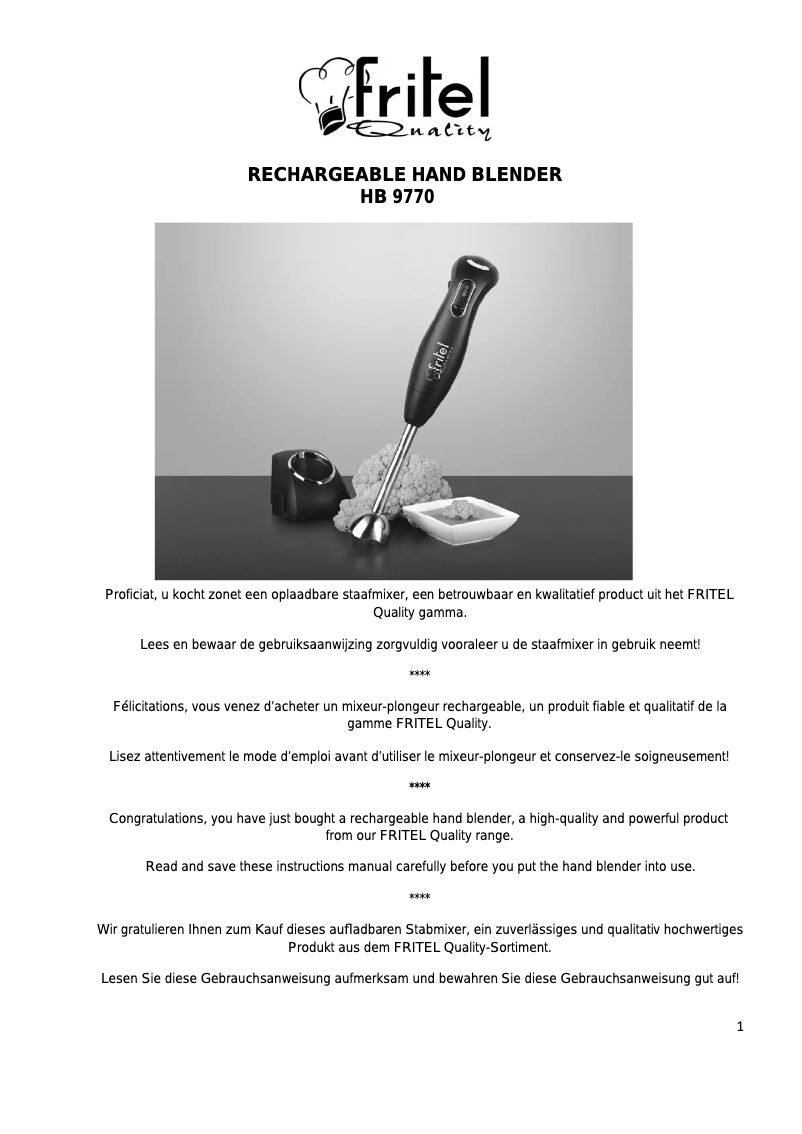 Image de la première page du manuel de l'appareil HB 9770