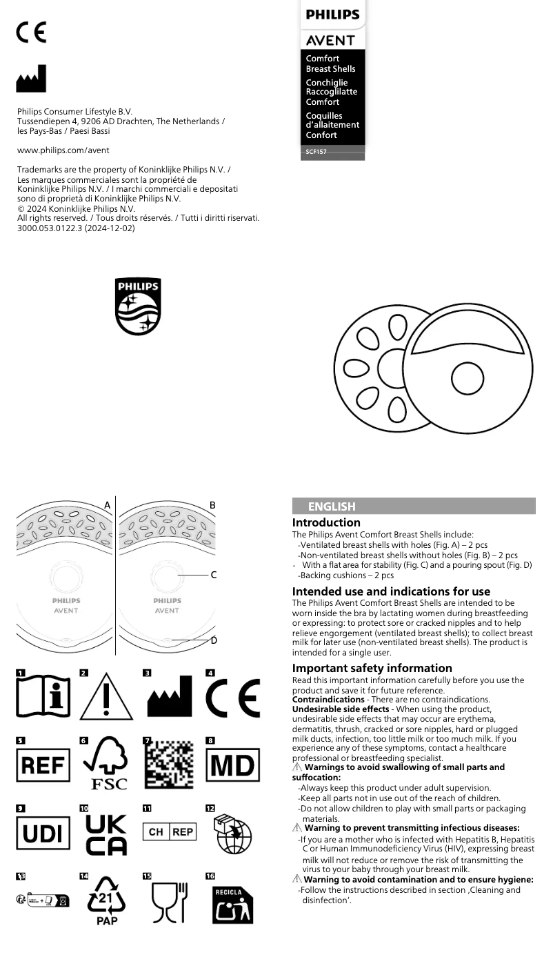 Image de la première page du manuel de l'appareil Avent SCF157