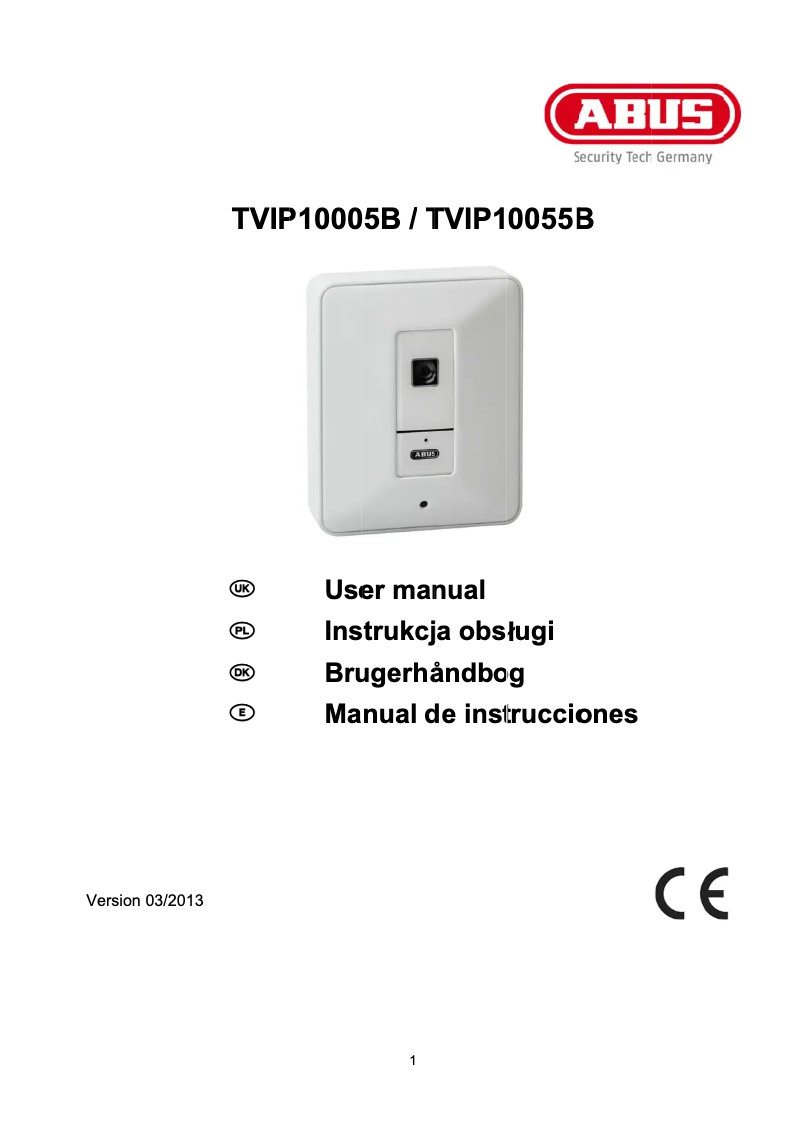 Image de la première page du manuel de l'appareil TVIP10005B