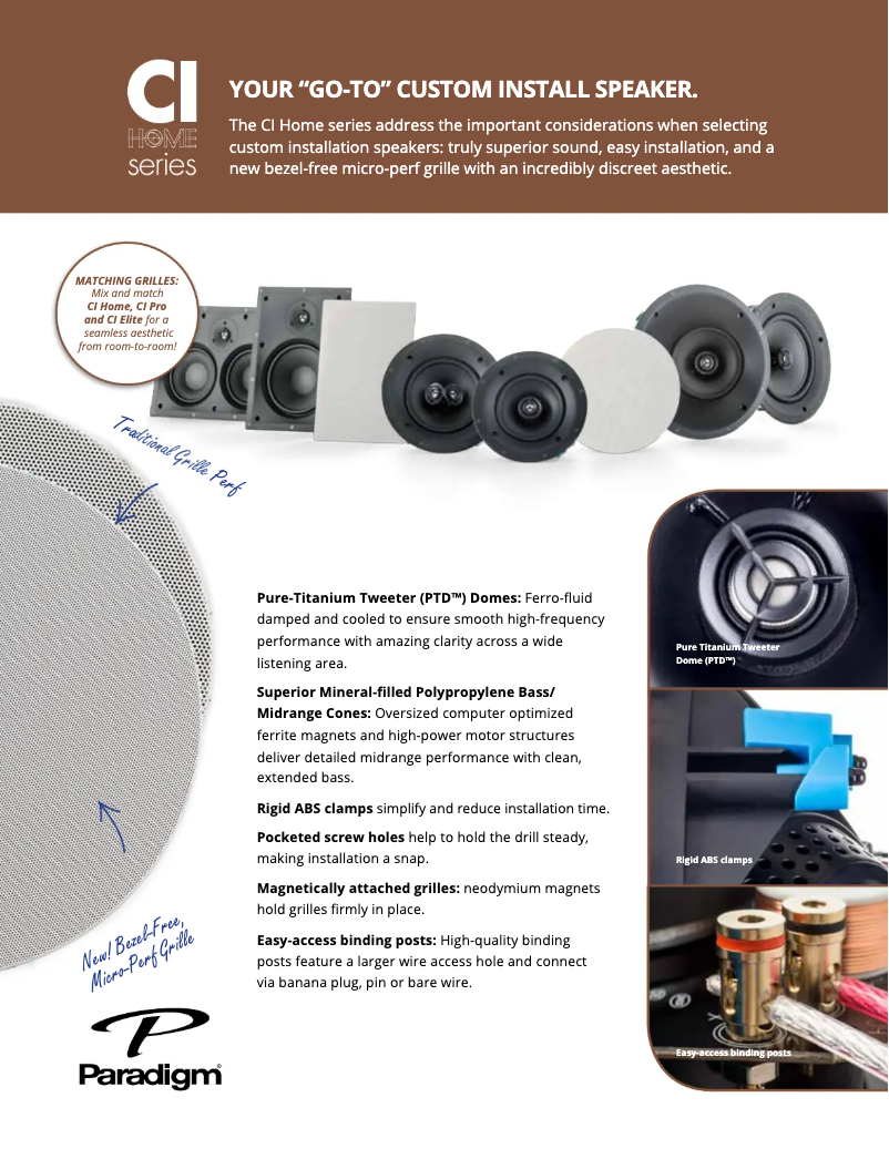 Page 1 de la notice Fiche technique Paradigm CI Home H65-R