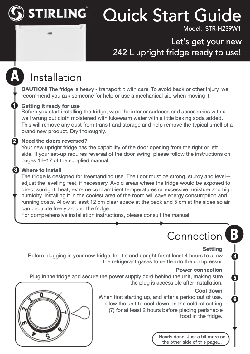 Page 1 de la notice Guide de démarrage rapide Stirling STR-H239W1