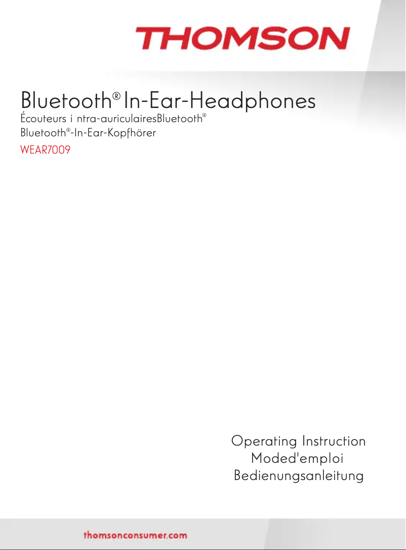 Page 1 de la notice Manuel utilisateur Thomson WEAR7009