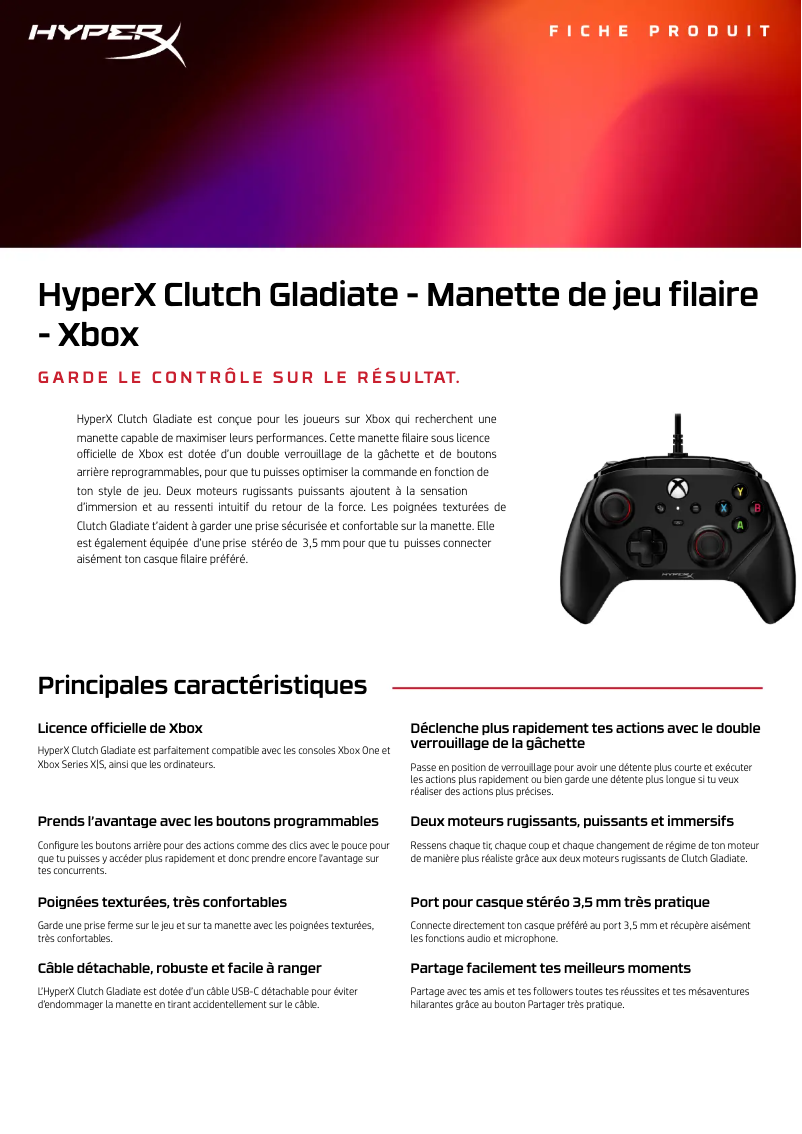 Page n°1 - Manuel utilisateur HyperX Clutch Gladiate